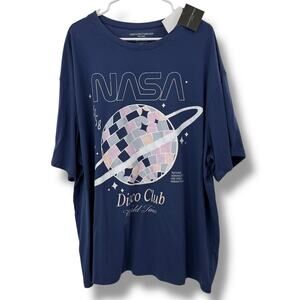 NASA Disco Club Graphic Tee Size 2X Short Sleeve Blue Super Soft Oversized